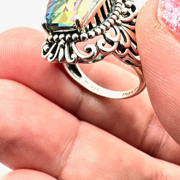 JTV Womens Ring Sterling Silver Mystic Topaz Size 6 Fancy Cut Gemstone - Picture 5 of 6
